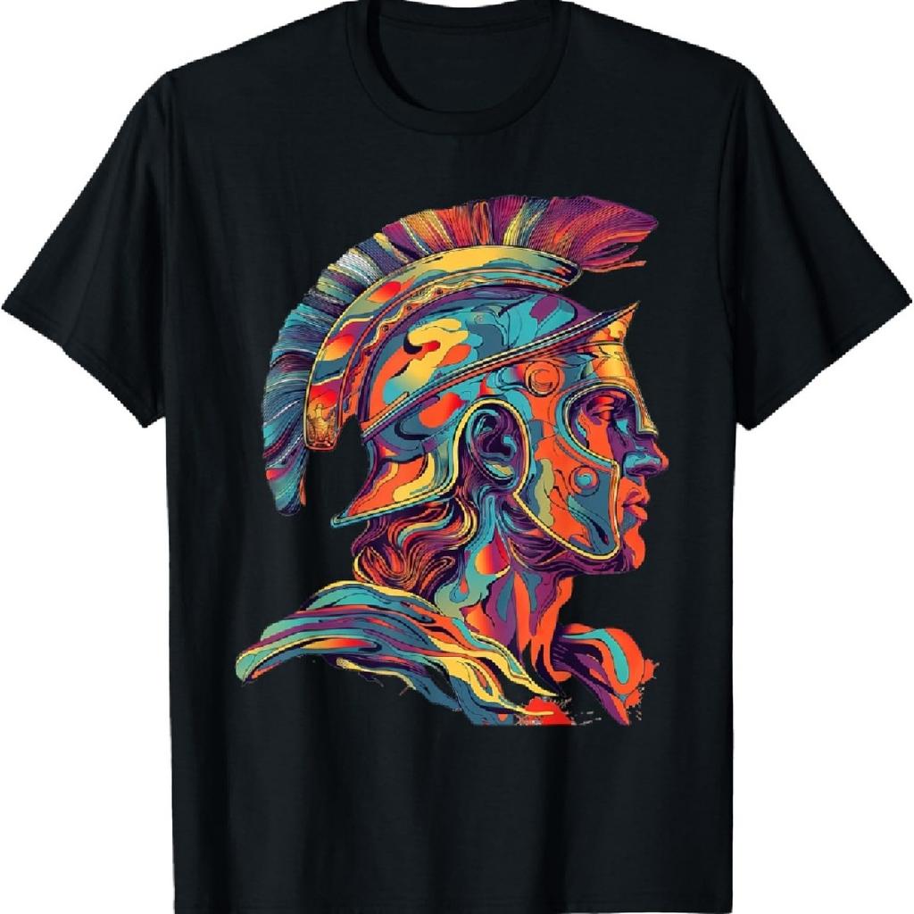Achilles Psychedelic Greek Warrior Trojan War T-Shirt