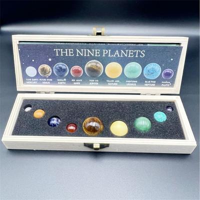 Ornamento dos Nove Planetas do Sistema Solar, Espécimes de Pedras Preciosas de Cristal, Ornamentos Redondos de Planetas para Mesa.