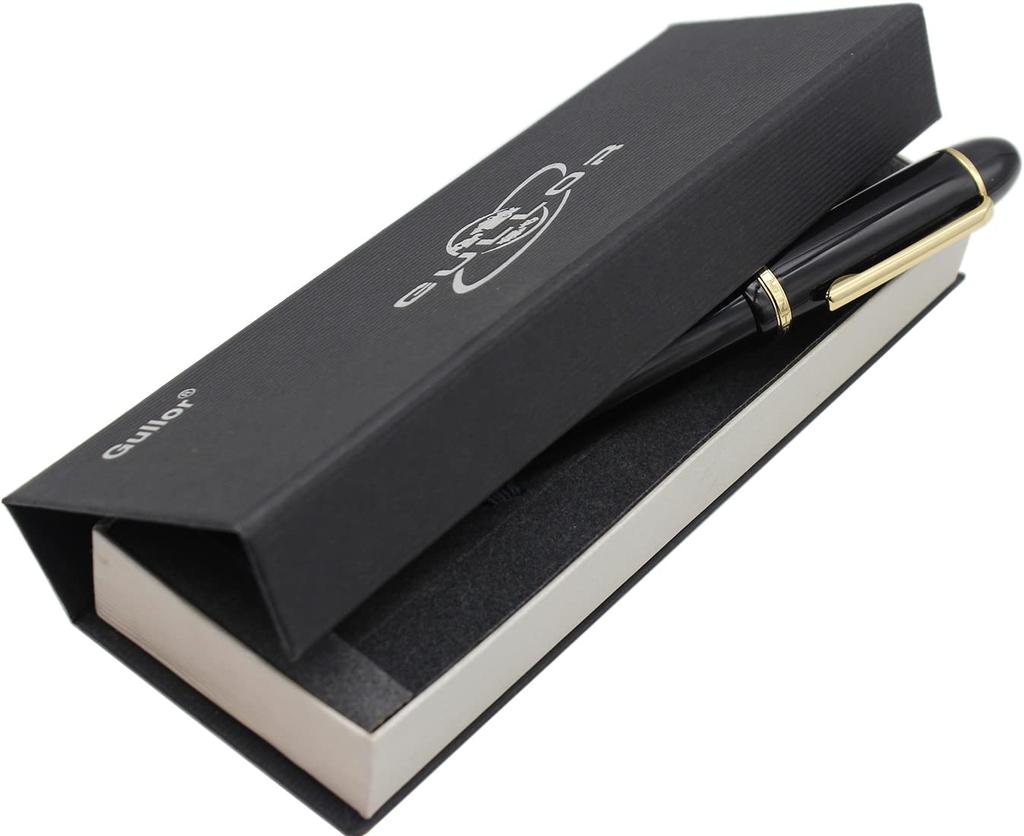 Gullor X159 Fine Nib Fountain Large Gold Gift Black Pen, Acrylic, Size, Trim, Boxed,