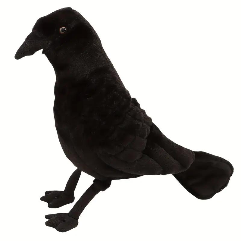 Simulated Black Crow Exquisite Feathers Fill in Crow Plush Animals Birthday Christmas Gifts for Kids Halloween Gift Home Decor