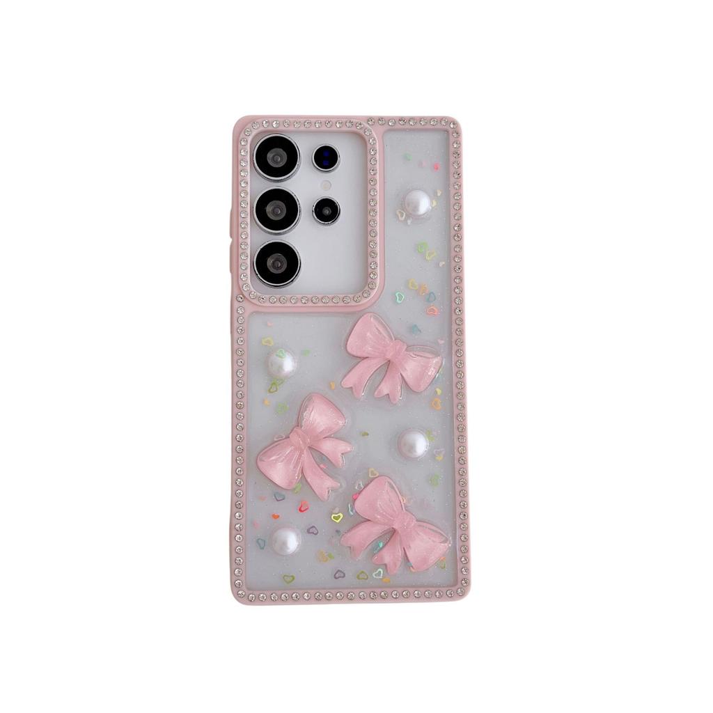 Samsung S25ultra Mobile Phone Case 1 Bow S24FE Flash Diamond Drop Glue A15 Fashion Creative A36 New Model