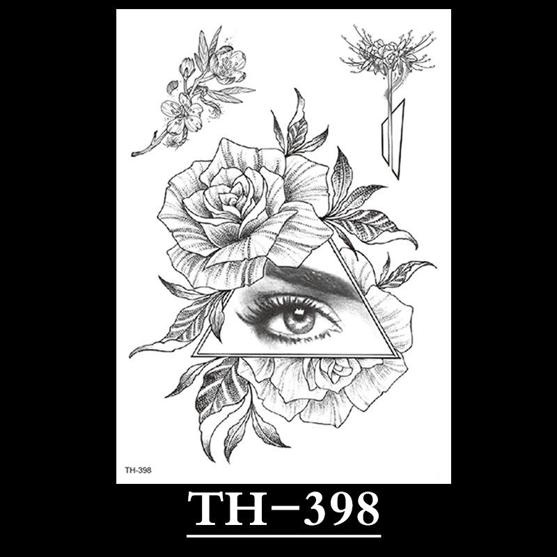 Flower Arm Tattoo Sticker, Half Arm Waterproof Tattoo Sticker, Sketch Line Tattoo Sticker Tattoo