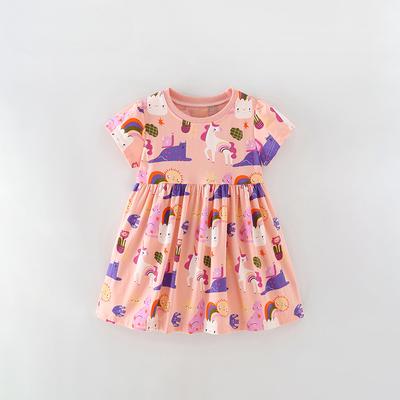 Mädchenkleid Sommer neu Kinder Freizeit Kurzarm Mode kleines Mädchen Gruppe Kinderkleid
