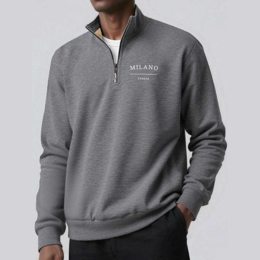 Men's Pullover Long Sleeved Stand Up Collar Sweatshirt Casual Cut Height Collar Lamb Wool Base Shirt