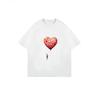 White T Shirt With Heart Balloon Print For Casual Wear