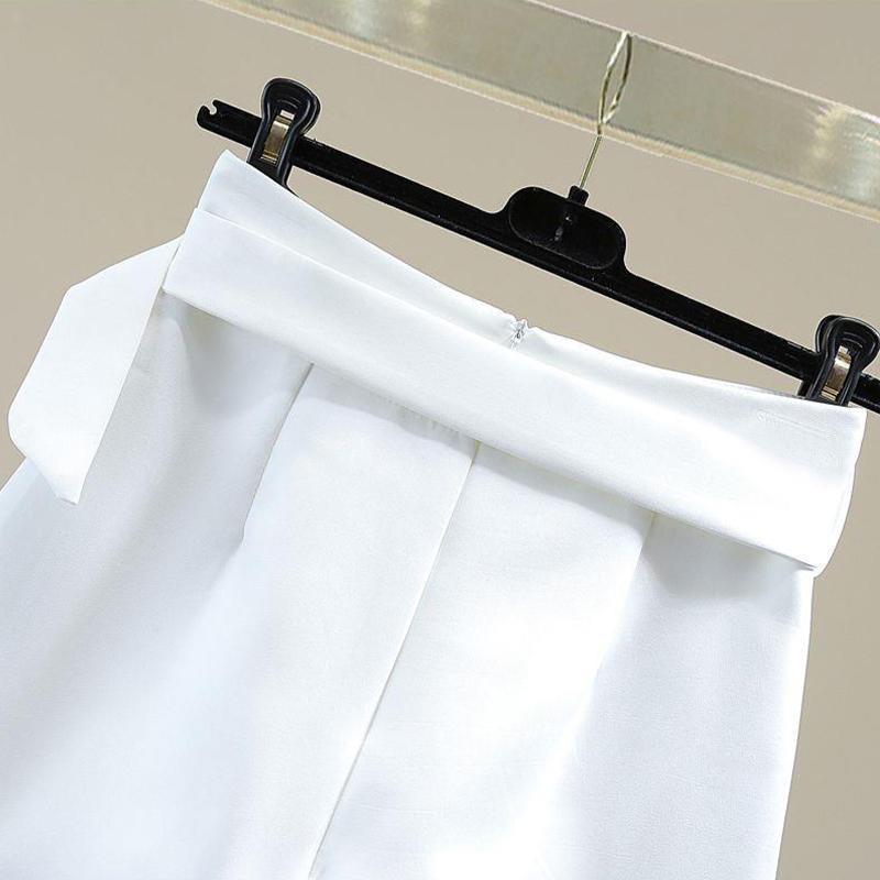 Pantalones cortos de traje con incrustaciones de diamantes con cuentas Pantalones anchos de cintura alta elegantes para mujer