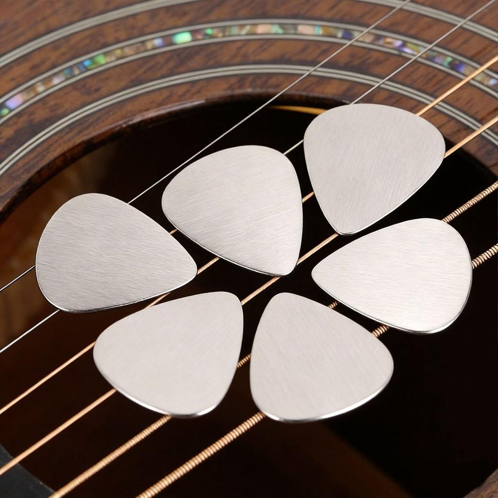 10Pcs 0.3mm Stainless Steel Guitar Picks, Durable Metal Plectrums for Acoustic/Electric Guitar, Ukulele & Bass ZSY