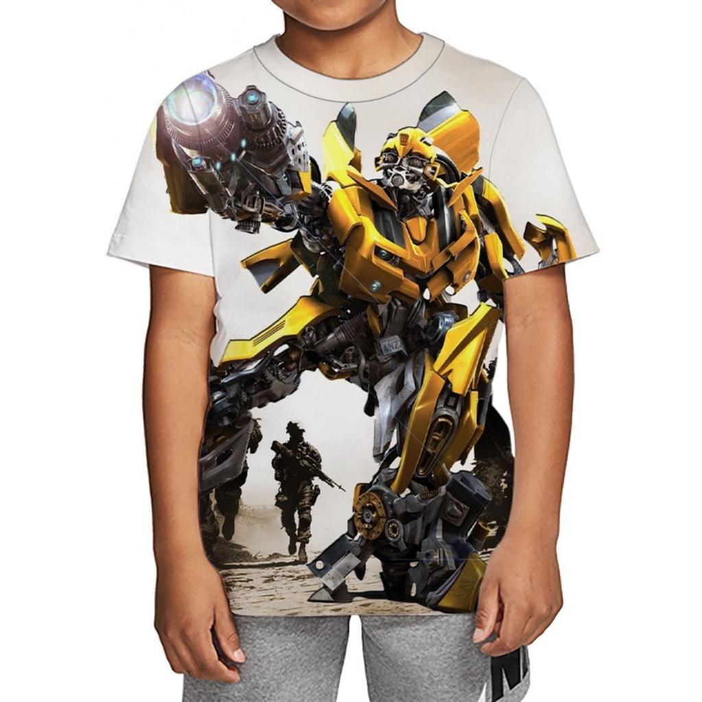 Transformers Optimus Prime Bumblebee Koszulka Dziecięca Drukowana 3D, Moda Chłopięca Codzienna Wygodna Edycja Top