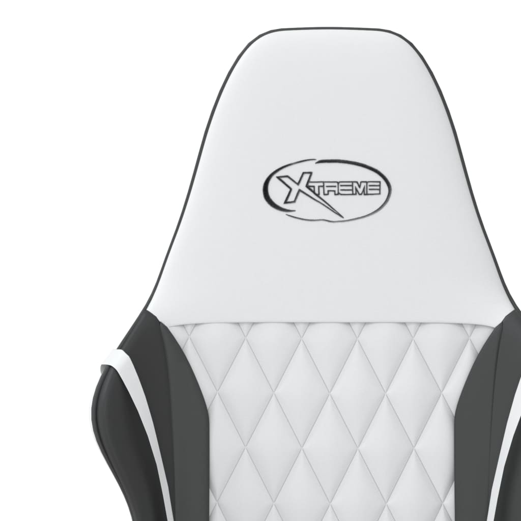Gaming Chair In White and Black Artificial Leather