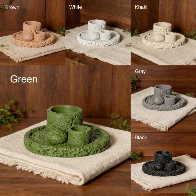 Concrete Tray Sage Burner Aromatherapy Sage Burning Smudging Tray Natural Crude Wood Sage Incense Candle Holder