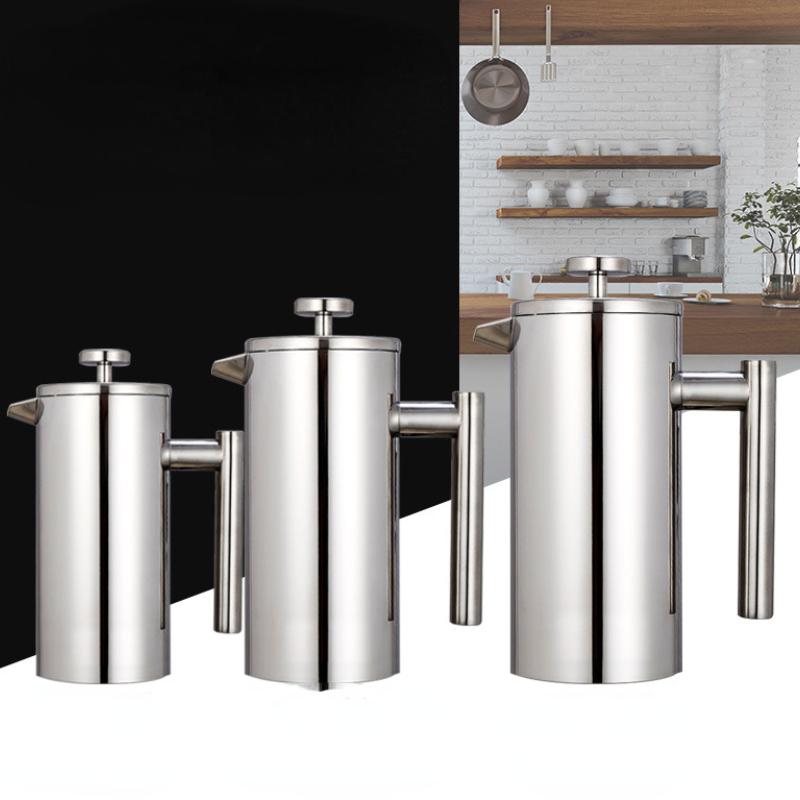 Double-Wall Insulated Coffee Maker French Press Stainless Steel Espresso Coffee Machine High Quality Coffee Tea Maker Pot