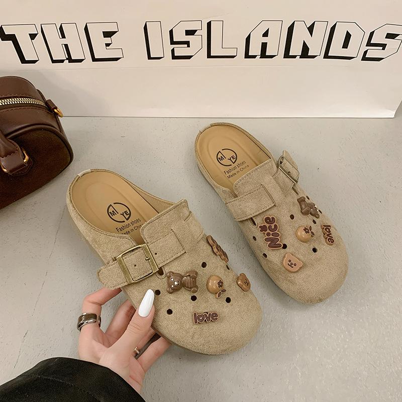 

Retro Boken shoes women s 2025 new summer wear casual versatile hole shoes bag head half drag ins tide slippers 40