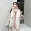 Korean Style Thick Color Block Knitted Scarf for Women, Classic Versatile Imitation Cashmere Winter Shawl