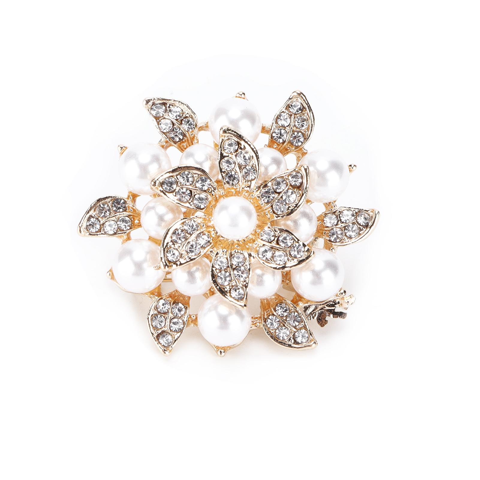 

Брошь Бриллиант Цветок Жемчуг Сплав Мода для Изысканного Подарка Украшения для Ткани Золото золотой