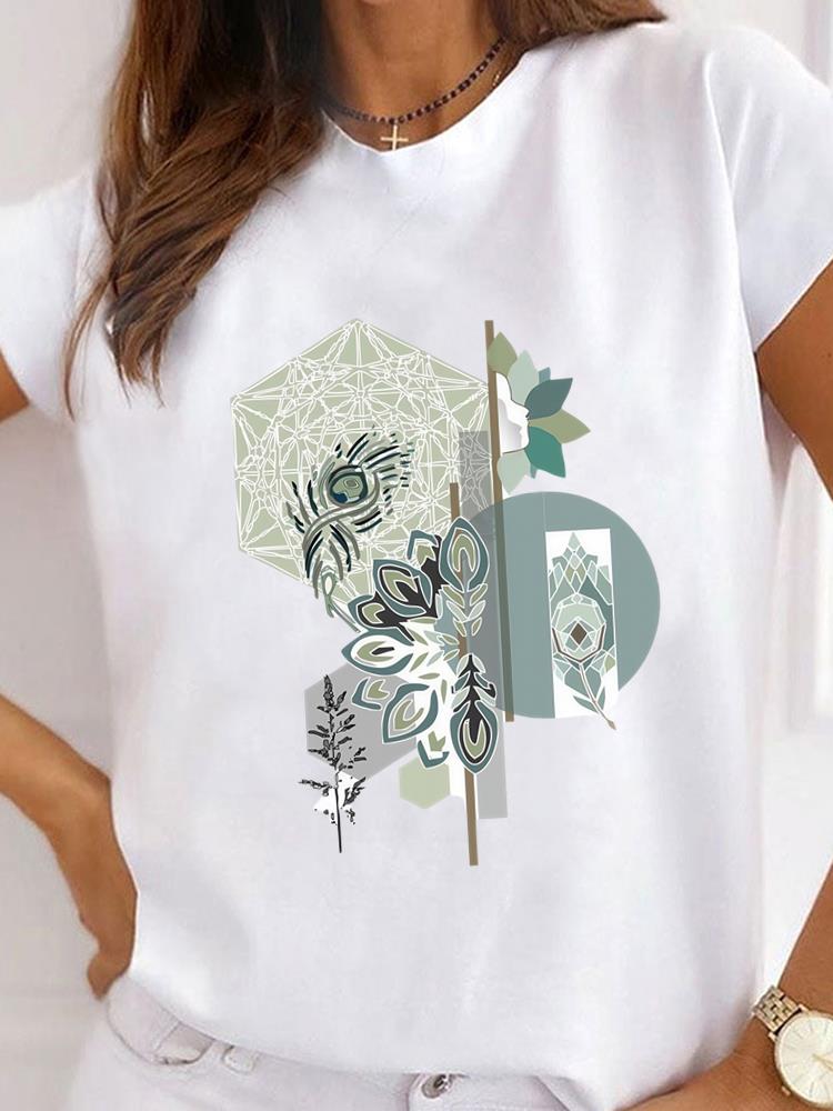 

(Asian Size) Women watercolor sweet flower Casual T Shirt Tee Top Fashion Printed Lady Female Graphic Short Sleeve T-shirts Clothing S