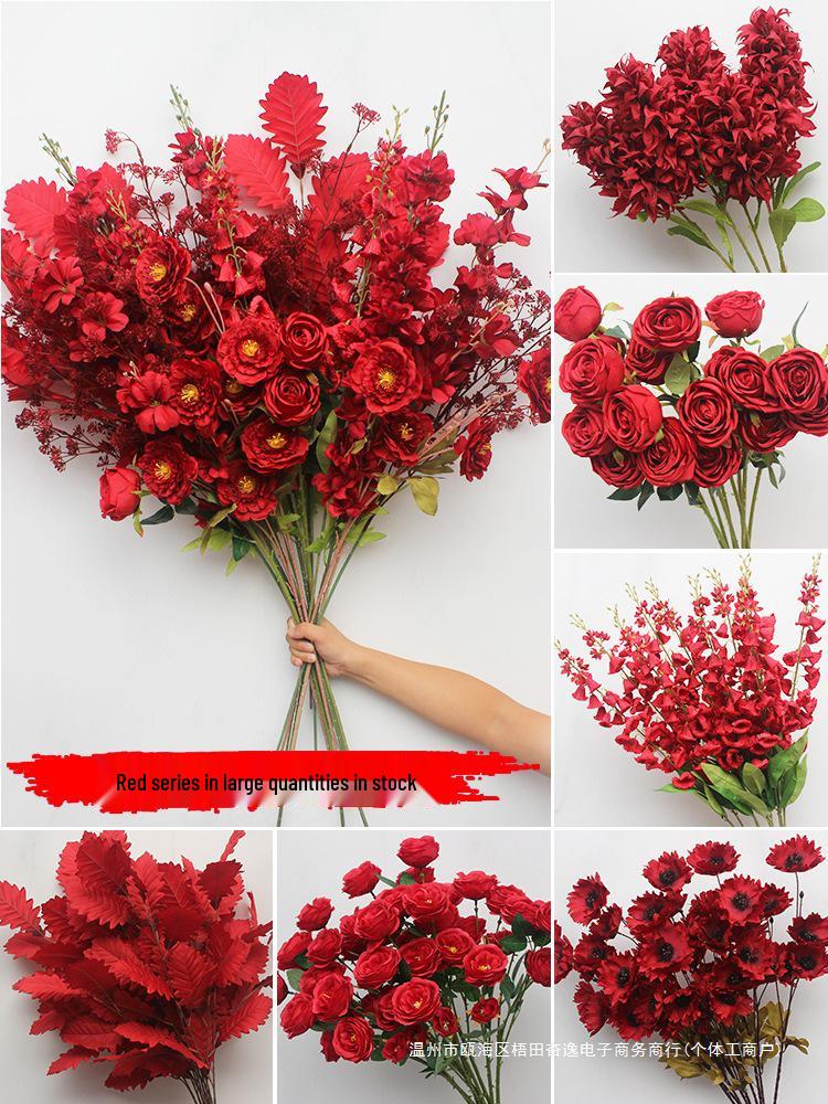 Wine Red Artificial Floral Bouquet - Chinese Wedding & Engagement Ceiling Decoration