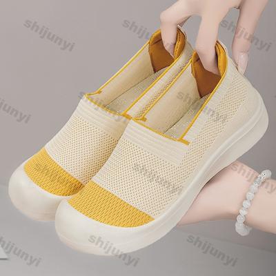 Fashion Women's Casual Shoes 2025 Summer New Fashion Fly Weave Breathable Mesh Flats Lightweight Comfortable Slip On Vulcanized Shoes