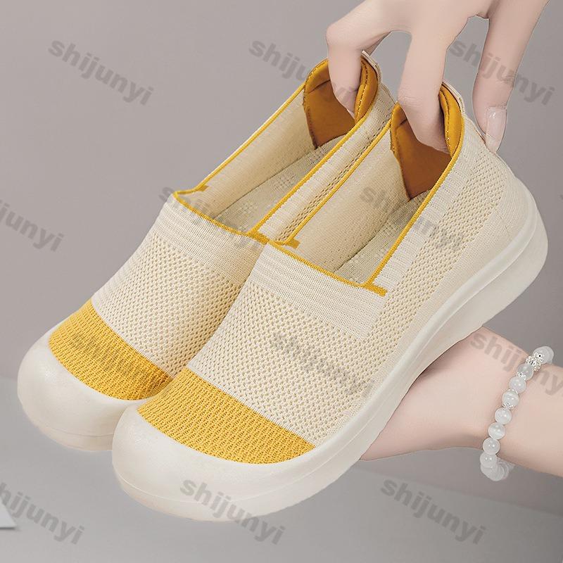 Women's Casual Shoes 2025 Summer New Fly Weave Breathable Mesh Flats Lightweight Comfortable Slip On Vulcanized Shoes