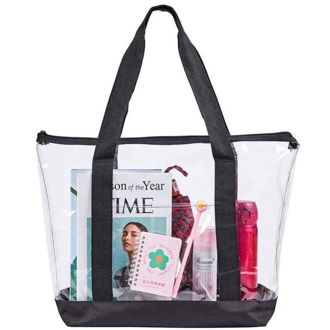 

PVC clear tote large capacity 15cm with waterproof for unisex [OWN COLORS] bag, gusset, zipper, commuting, festivals, pools,