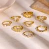 Fashion Gold Color Open Rings For Women Zirconia Moon Star Cross Adjustable Finger Ring Flower Romantic Aesthetics Jewelry Gift