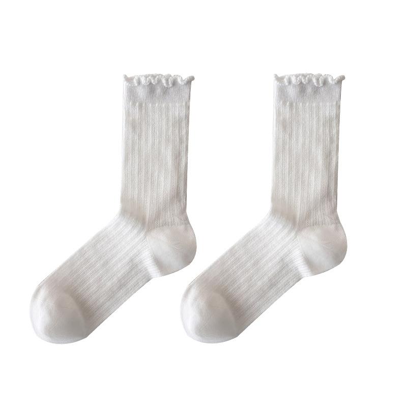 Summer Socks Thin, Breathable, Sweat-Absorbing Socks, Ballet Style Solid Color Stacked Socks, Simple And Versatile Socks