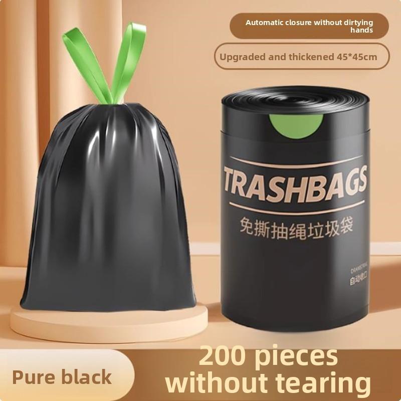 Pe Trash Bag With Drawstring For Home Use Heavy Duty Thick Garbage Sacks For Kitchen And Household
