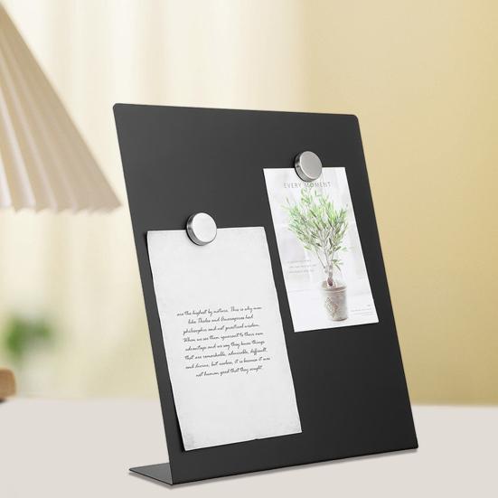 L-Shaped Metal Memo Board Magnetic Surface Desktop Display Stand For Notes Photos
