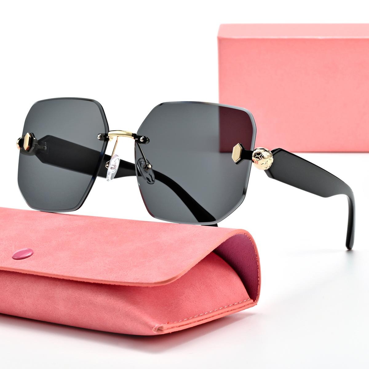 Fashion Large Frame Frameless Trimmed Sunglasses Anti-Ultraviolet Small Fragrant Sunglasses For Women And Men