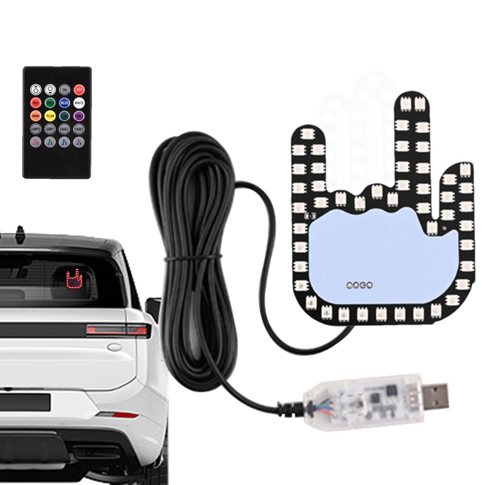 Hand Light For Car Funny LED Hand Sign With Remote Rear Window Sign Funny Finger Vehicle Accessories For Automotive Truck