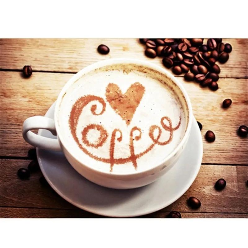 16 stk/sett Blandede stiler Cappuccino Latte Kaffe Stensiler Duster Kakeform Spray, Kaffe DIY Kunststensiler