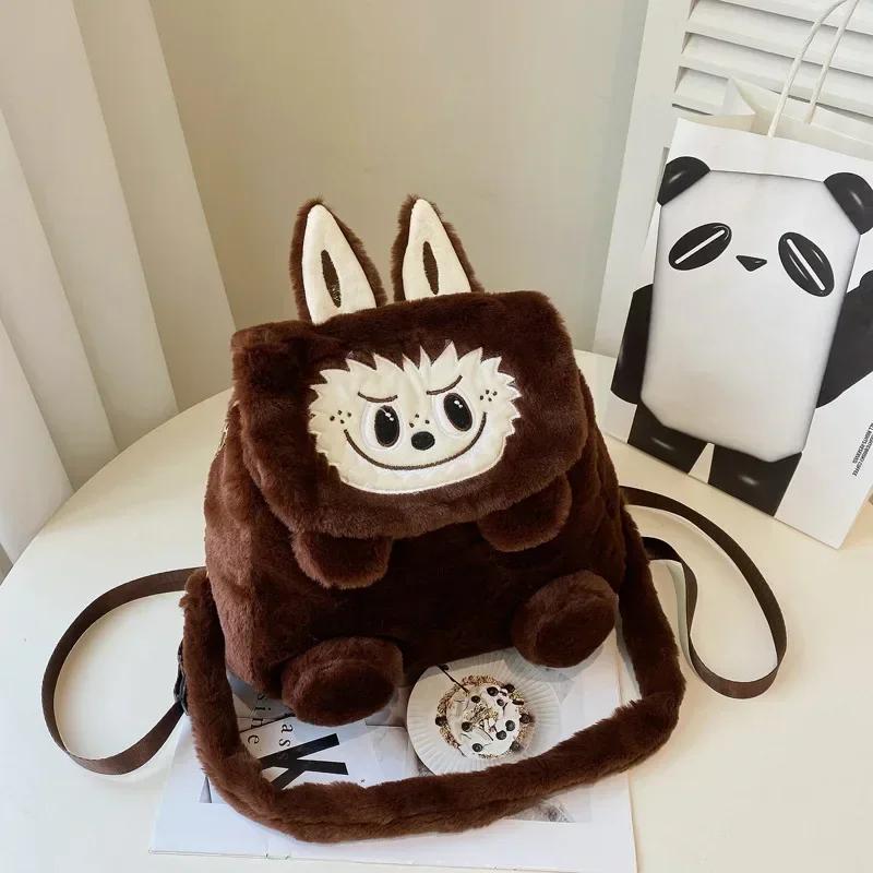 42cm Cartoon Labubu Rabbit Backpack Plush Doll Animal Labu Plush Toy Cute Labu Rabbit Dolll Soft Stuffed Backpack for Girl Gifts