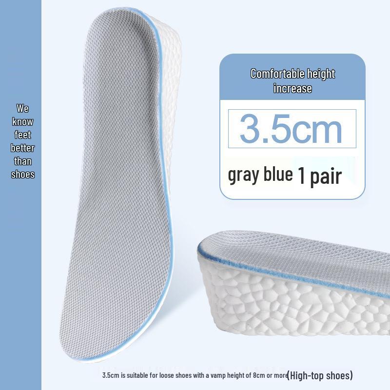Boost Popcorn Height-Increasing Insoles for Men & Women - Breathable, Sweat-Absorbent, Flexible, Soft, Lightweight Sports Inner Height Enhance Pad