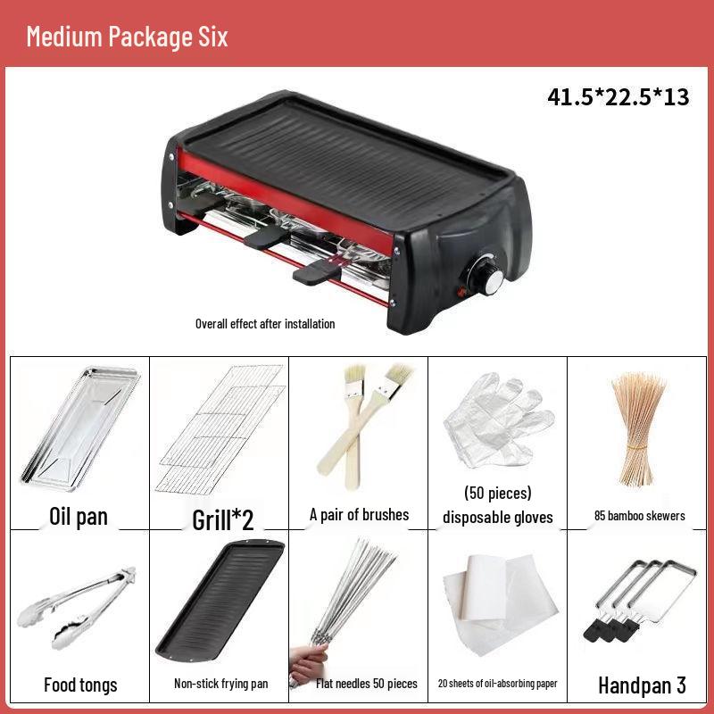 Smokeless Electric BBQ Grill & Roaster - Double Layer Griddle, Grill Pan, and Charcoal Rack