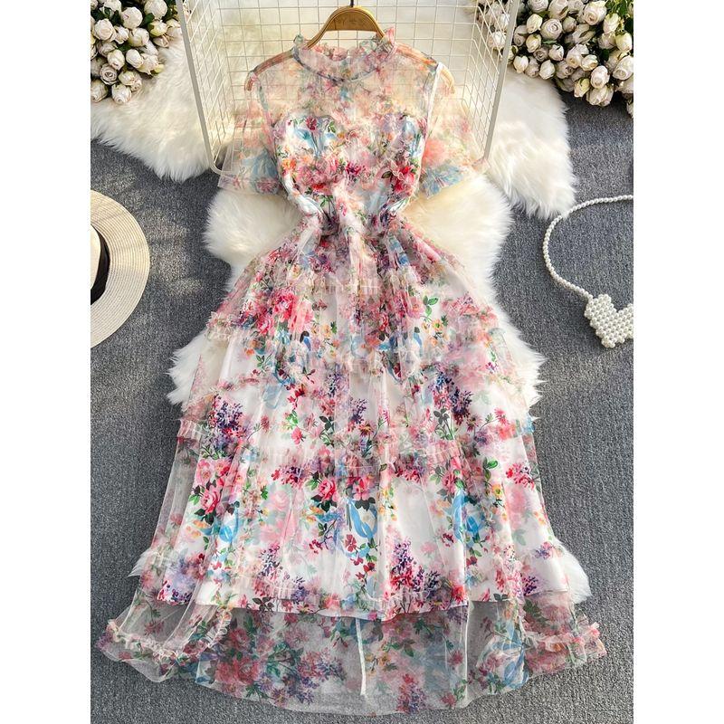 Accessible Luxury A- line Gauzy Dress Elegance Dress Short Sleeve