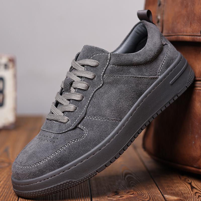 

Men s shoes 2025 new spring casual leather shoes turned fur leather versatile tooling shoes retro low-top Martin boots 44 сірий колір