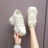 New Women's White Chunky Sneakers Spring Casual Platform Shoes Fashion Lace-up Leather Vulcanized Shoes