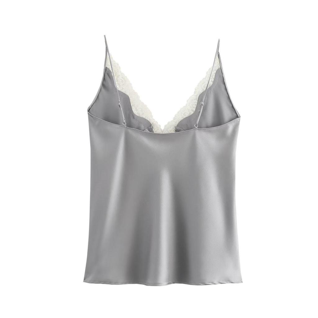 European & American Style Lace Silk Satin Camisole 