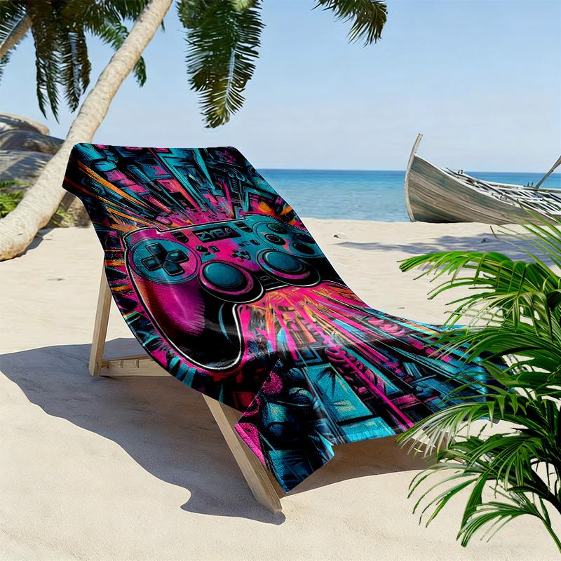 Gamepad-Print Strandtuch, Großes Weiches Schnelltrocknendes Handtuch für Strand Camping Schwimmen
