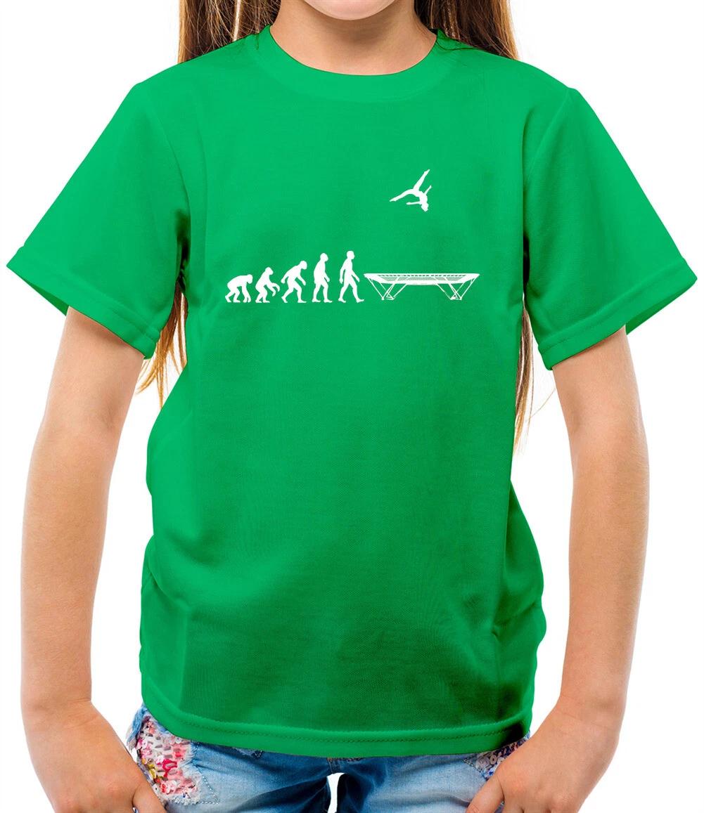 Evolution Of Man Trampolining Kids T-Shirt - Trampoline - Gymnastics - Jump 120