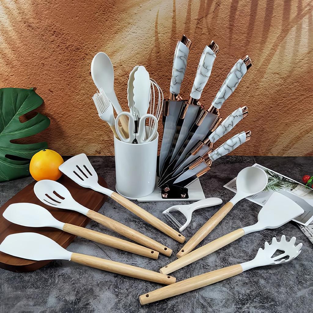 Silicone Cooking Utensils Set 446 Fahrenheit Degrees Heat Resistant Kitchen Utensils Turner Spatula