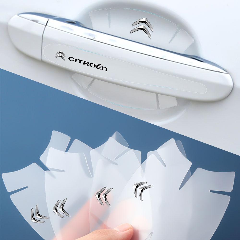 VYTR5 4/8Pcs Car Door Handle Stickers Anti Scratch Protective Decal For Citroen C4 C3-XR C5 Aircross C-quatre Picasso C-Elysee C4L C3L