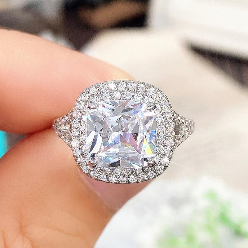 Novos anéis de cristal de zircônia cúbica de luxo para mulheres, alianças de casamento, acessórios, anéis brilhantes AAA CZ, joias da moda