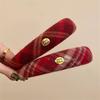 Atmospheric Red Autumn and Winter Plush High Skull Plaid Headband Women's High-end Headband Headwear