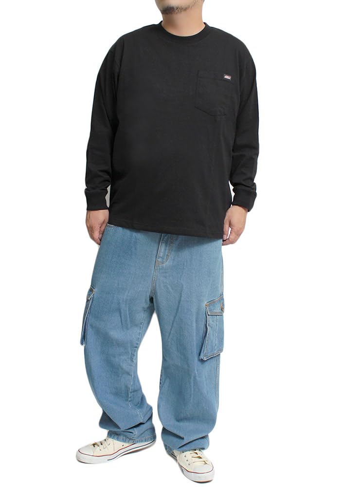 Genuine Dickies Men's Long Sleeve T-Shirt, Pocket, Logo Print, Crew Neck, Size 4L, Black (49)