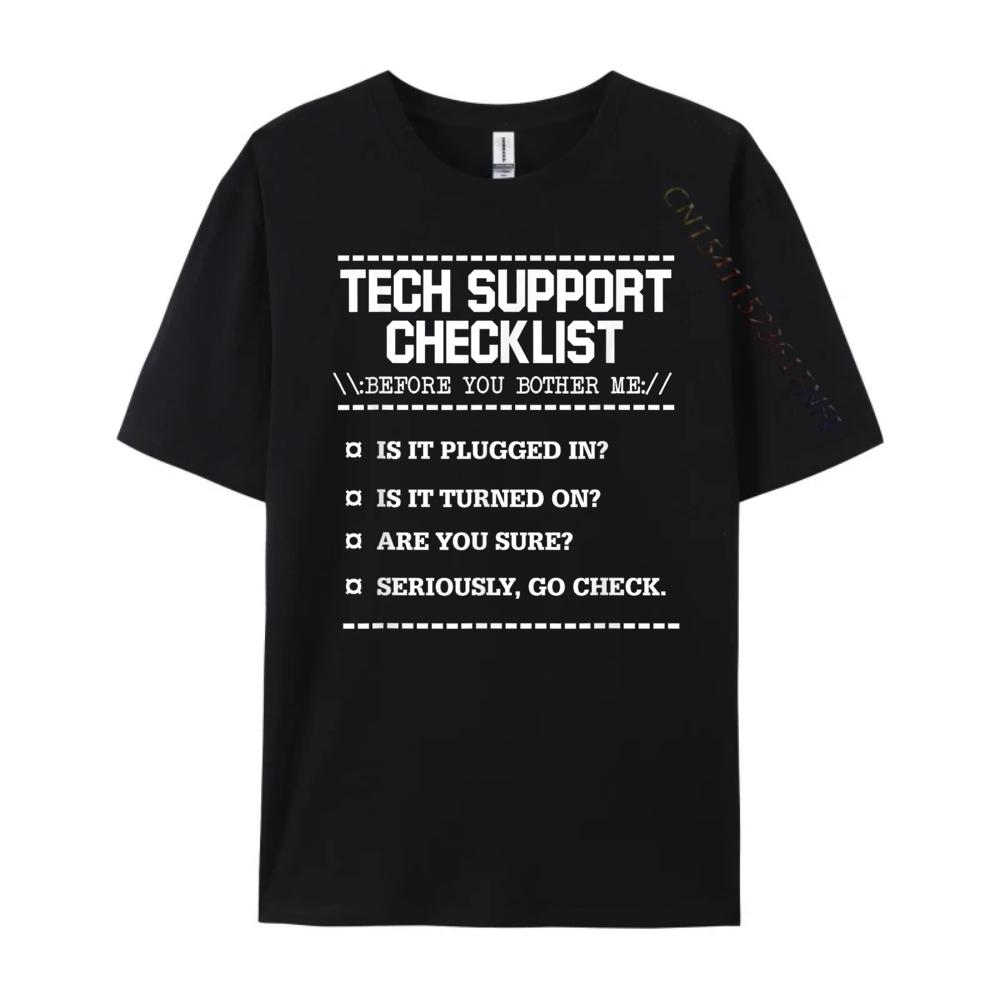 Tech Support Checklist Computer Geek Sysadmin Luxury T Shirt Men High Quality Man Clothes Vaporwave