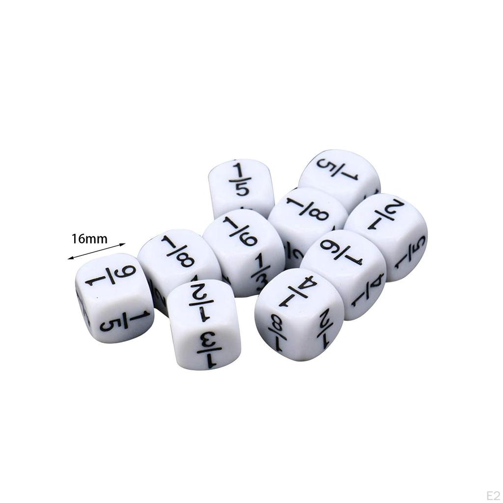 10Pcs Fraction Dice Math Teaching Set Montessori Toy Measure 0.6x0.6Inches Creative