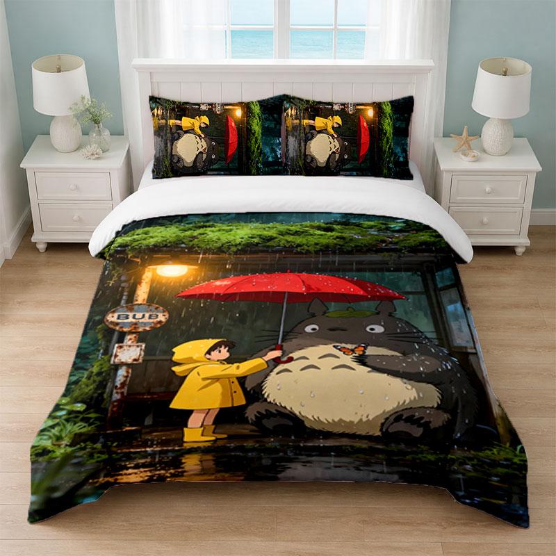My Neighbor Totoro Bedroom 3Pcs Bedding Set Soft Bed Sheet Pillowcases Home Bedding Decoration