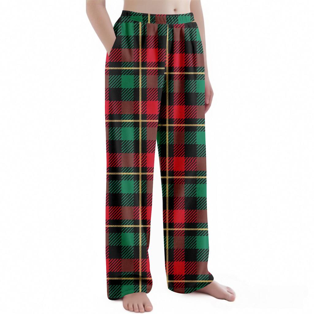 Kinder Weihnachten Karomuster Hose Plüsch Freizeithose