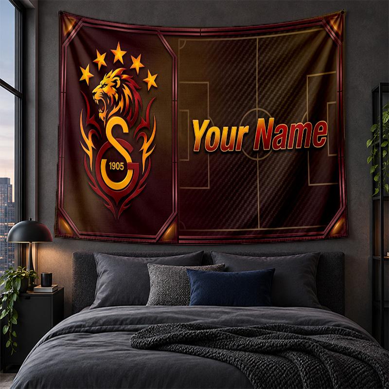 Arazzo Personalizzato da Appendere alla Parete Tessuto con Sfondo Artistico Modello Galatasaray FC