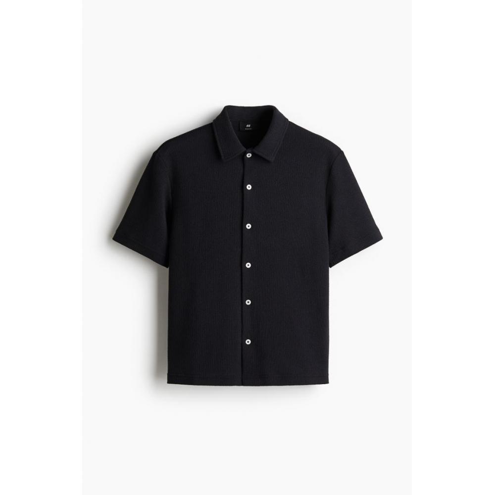 H M Regular Fit sHort Sleeve Jersey sHirt Navy Blue